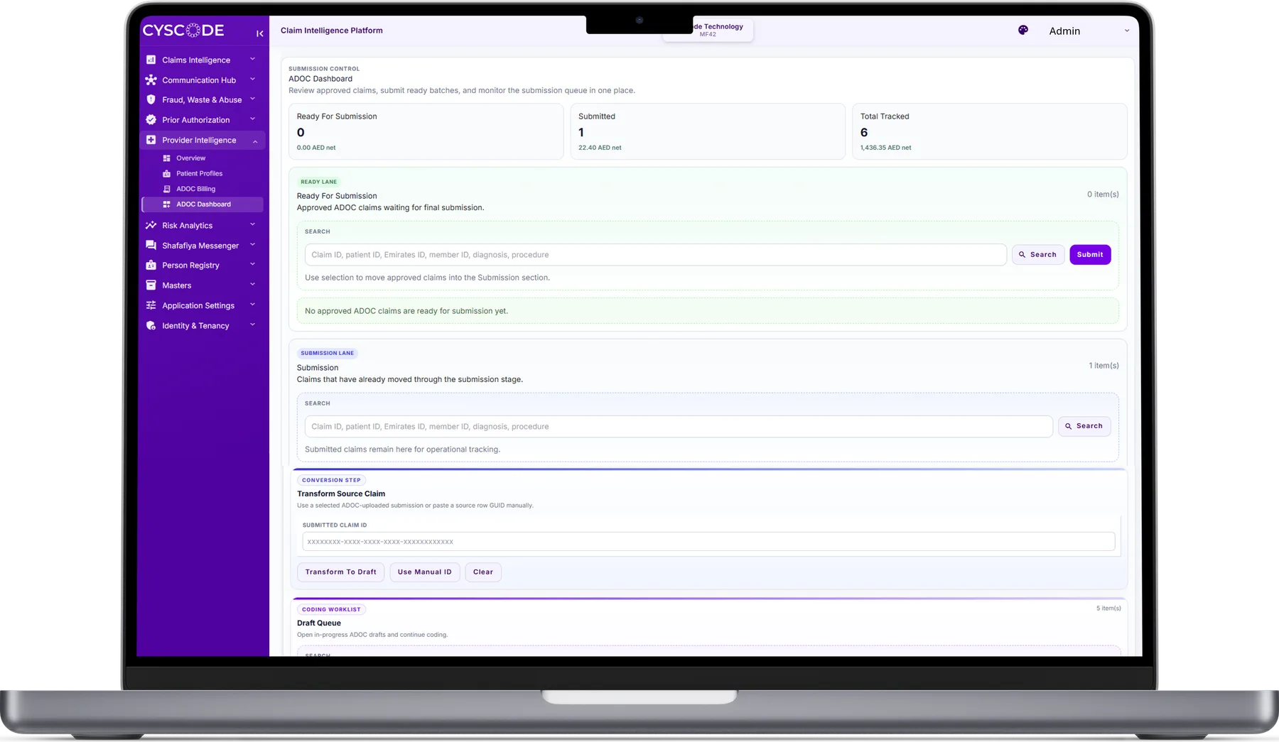 Claim Intelligence for healthcare providers — claim validation and revenue cycle dashboard